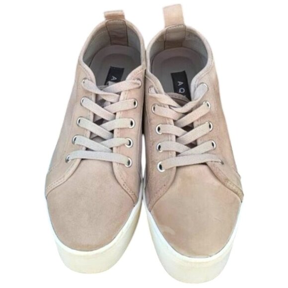 AQUA Women's Piper Suede Platform Sneakers Taupe Size 8.5 - Picture 2 of 14